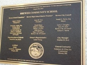 brewer community school bronze tablet