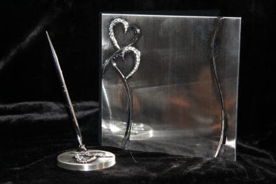 custom wedding pen stand and photo frame