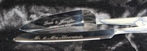 custom engraved wedding cake knife and server