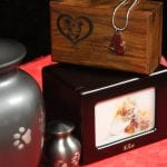 group of pet urns and keepsakes