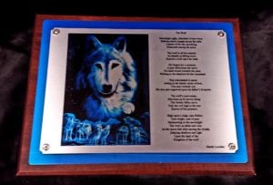 custom personalized wolf poem plaque